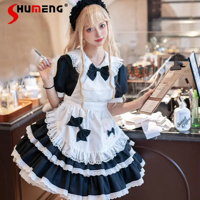 Japanese Classic Maid Lolita OP Dress Sweet Lapel With Apron & KC Headwear Original Design Sweet Fashion Costume Rojita Dresses
Japanese Classic Maid Lolita OP Dress Sweet Lapel With Apron & KC Headwear Original Design Sweet Fashion Costume Rojita Dresses