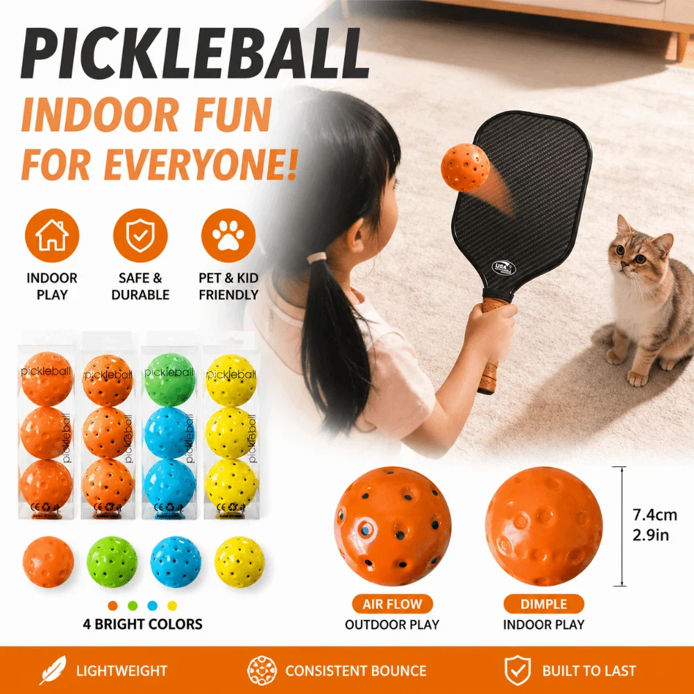 3PCS Multicolor Foam Pickle Ball Noiseless 74mm Quiet Pickleballs Soft PU Exact Bounce Pickleball Balls Indoor Outdoor Practice
3PCS Multicolor Foam Pickle Ball Noiseless 74mm Quiet Pickleballs Soft PU Exact Bounce Pickleball Balls Indoor Outdoor Practice