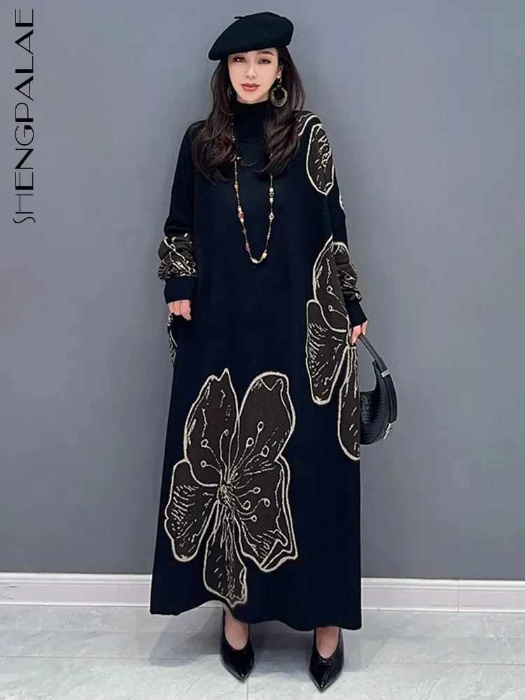 SHENGPALAE Fashion Printed Knit Dress For Women Temperament Turtleneck Contrast Color Loose Robe Vestido Autumn 2024 New 5R6711
SHENGPALAE Fashion Printed Knit Dress For Women Temperament Turtleneck Contrast Color Loose Robe Vestido Autumn 2024 New 5R6711