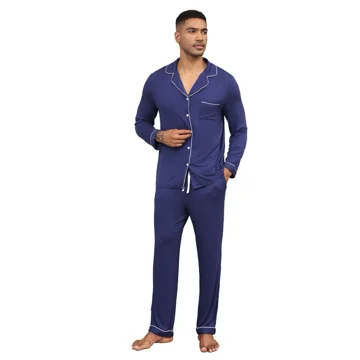 Spring Summer and Autumn Men's Pajama Set Modal Long Sleeve Lapel Solid Color Cardigan Open Men's Home Clothes
Spring Summer and Autumn Men's Pajama Set Modal Long Sleeve Lapel Solid Color Cardigan Open Men's Home Clothes