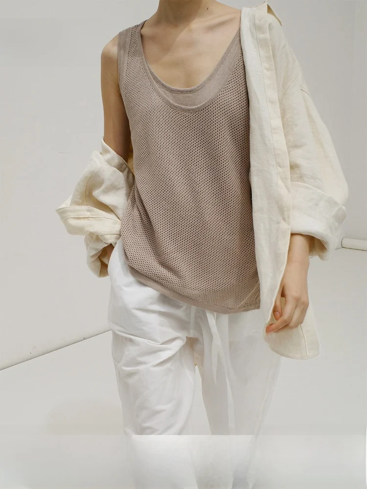 Loose Knitted Paper Silk Vest Women's Summer New Style Sleeveless Top B630 Commute Style Straight Cut Thin Regular Length
Loose Knitted Paper Silk Vest Women's Summer New Style Sleeveless Top B630 Commute Style Straight Cut Thin Regular Length