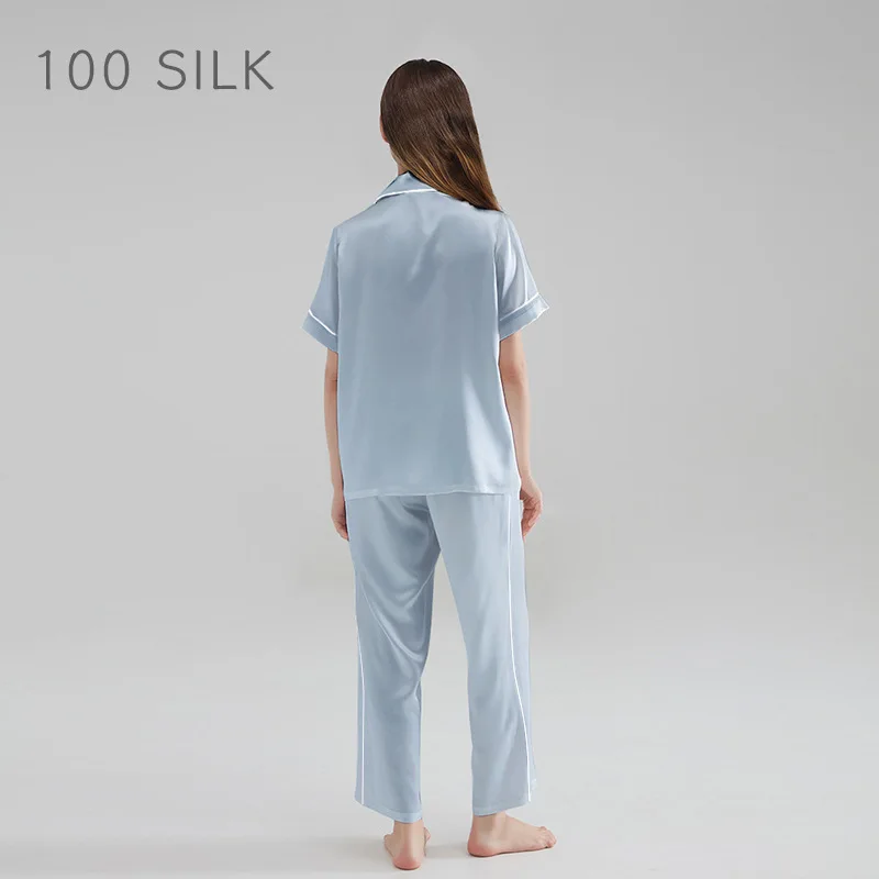 Высокое качество, натуральная 19momme, новая летняя блузка и брюки, женские брюки с короткими рукавами, тяжелые пижамы из натурального шелка, партия 
Высокое качество, натуральная 19momme, новая летняя блузка и брюки, женские брюки с короткими рукавами, тяжелые пижамы из натурального шелка, партия