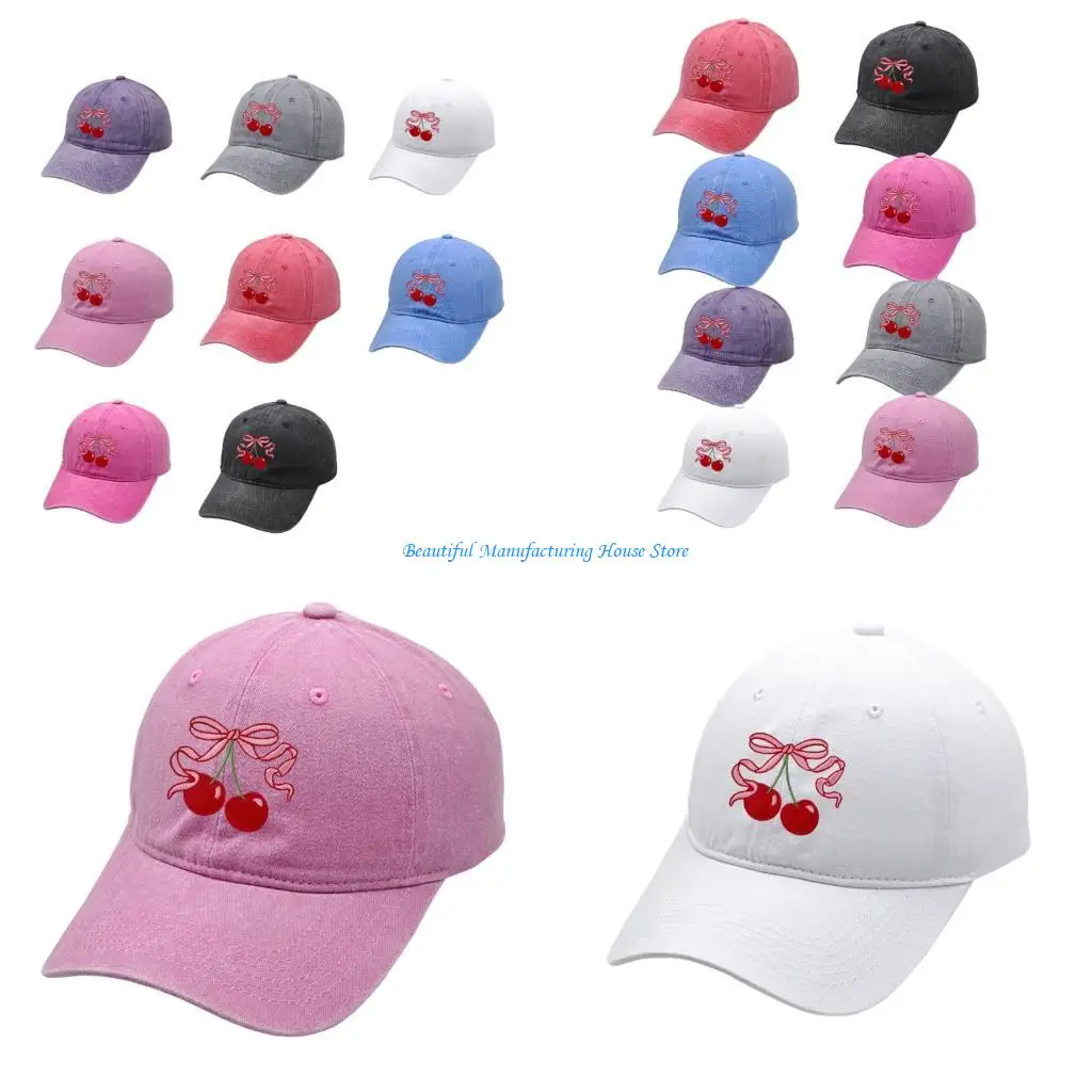 E56A Cotton Baseball Caps with Cherry Bowknot Print Adjustable Size Truckers Hat For Sun Protections Women Teens Daily Wear
E56A Cotton Baseball Caps with Cherry Bowknot Print Adjustable Size Truckers Hat For Sun Protections Women Teens Daily Wear