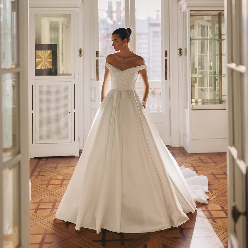 Eightree Formal A-Line Wedding Dresses Off The Shoulder Satin Long Evening Wedding Ball Gowns Women Bridal Prom Dress Customized
Eightree Formal A-Line Wedding Dresses Off The Shoulder Satin Long Evening Wedding Ball Gowns Women Bridal Prom Dress Customized