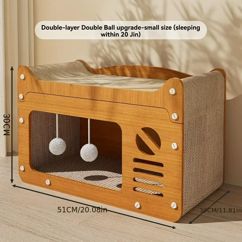 Всесезонный кошачий домик с когтеточкой и игровыми шариками — прочная картонная кровать без сарая для кошек, идеально подходит для декора комнаты
Всесезонный кошачий домик с когтеточкой и игровыми шариками — прочная картонная кровать без сарая для кошек, идеально подходит для декора комнаты