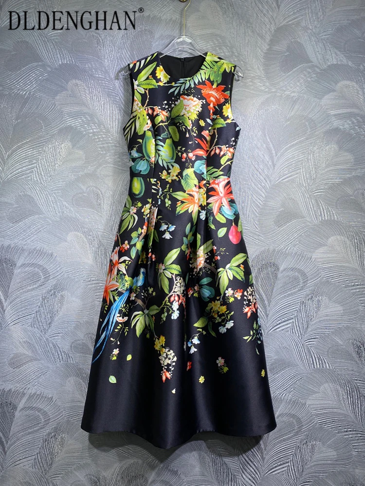 DLDENGHAN Summer Vintage Dress Women's O-Neck Sleeveless Flower Print Elegant Party Dresses Fashion Designer New
DLDENGHAN Summer Vintage Dress Women's O-Neck Sleeveless Flower Print Elegant Party Dresses Fashion Designer New