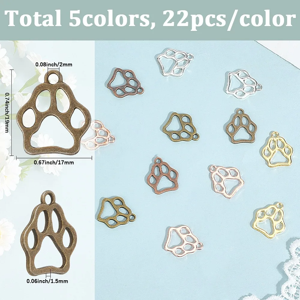 110Pcs 5 Colors Style Alloy Pendants Cadmium Free Lead Free Bear Paw Prints Mixed Color 19x17x1.5mm Hole: 2mm
110Pcs 5 Colors Style Alloy Pendants Cadmium Free Lead Free Bear Paw Prints Mixed Color 19x17x1.5mm Hole: 2mm