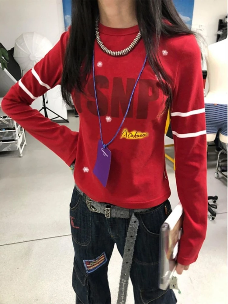 HOUZHOU Vintage Letter Print T-shirts Women Red Y2k Harajuku 2000s Gothic Tees Grunge Retro Punk Long Sleeve T-shirt Aesthetic 
HOUZHOU Vintage Letter Print T-shirts Women Red Y2k Harajuku 2000s Gothic Tees Grunge Retro Punk Long Sleeve T-shirt Aesthetic