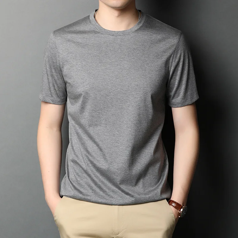 2022 Mulberry Silk Summer Mens T-shirts Luxury Short Sleeve Solid Color Round Collar Male T-shirts Simple Casual Man Tees 3XL
2022 Mulberry Silk Summer Mens T-shirts Luxury Short Sleeve Solid Color Round Collar Male T-shirts Simple Casual Man Tees 3XL