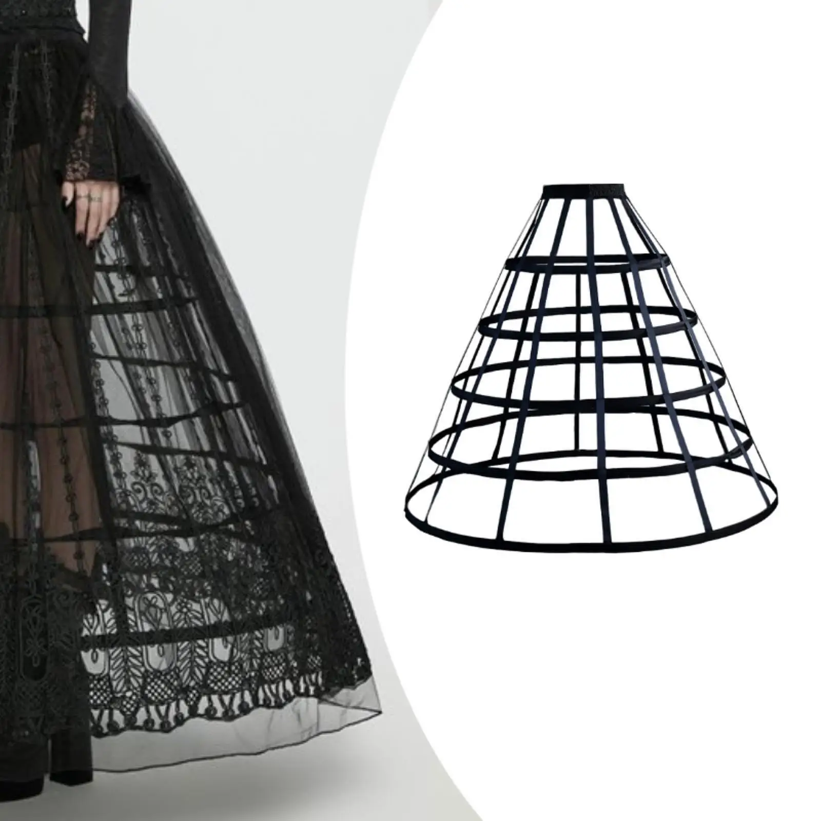 Women's Cage Hoop Skirt Petticoat Prom Dress Pannier Metal Underskirt for Cosplay Party Outfit
Women's Cage Hoop Skirt Petticoat Prom Dress Pannier Metal Underskirt for Cosplay Party Outfit