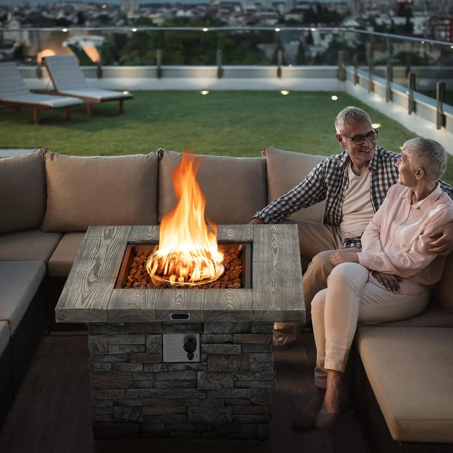 34.5" Propane Gas Fire Pit Table - Patio 2-in-1 Outdoor Square Fire Table W/Volcanic Rock & PVC Cover, Stainless Steel Burner
34.5" Propane Gas Fire Pit Table - Patio 2-in-1 Outdoor Square Fire Table W/Volcanic Rock & PVC Cover, Stainless Steel Burner