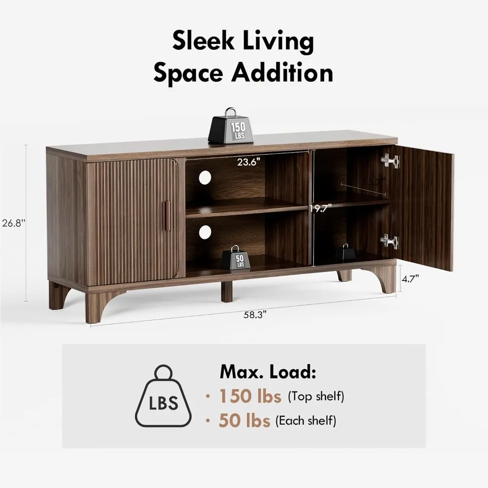 Tall Mid Century Modern TV Stands for 55/60/65 Inch TV Boho Media Console for Living Room Fluted TV Entertainment, Customized
Tall Mid Century Modern TV Stands for 55/60/65 Inch TV Boho Media Console for Living Room Fluted TV Entertainment, Customized