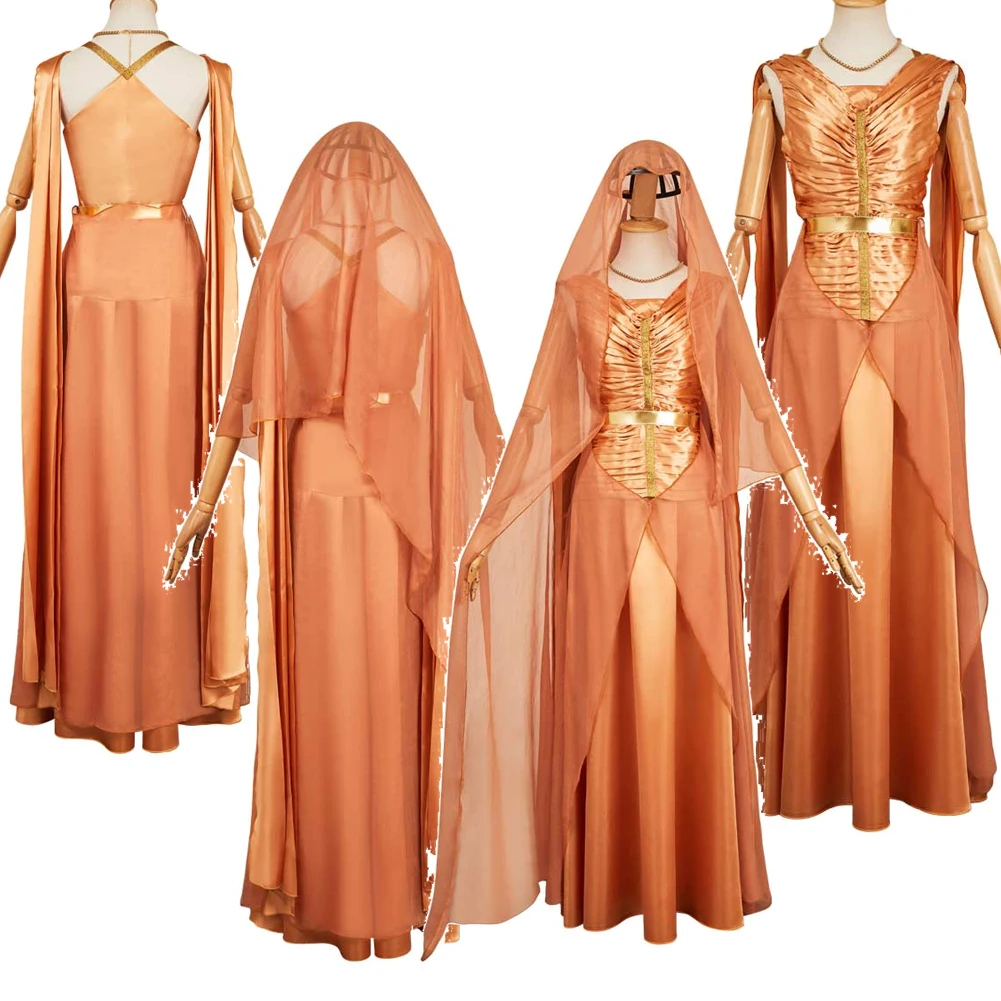 Women Mon Mothma Cosplay Adult Clothing Dress Veil Space Battle Costume Necklace Belt Earrings Outfits Halloween Party Suit
Women Mon Mothma Cosplay Adult Clothing Dress Veil Space Battle Costume Necklace Belt Earrings Outfits Halloween Party Suit