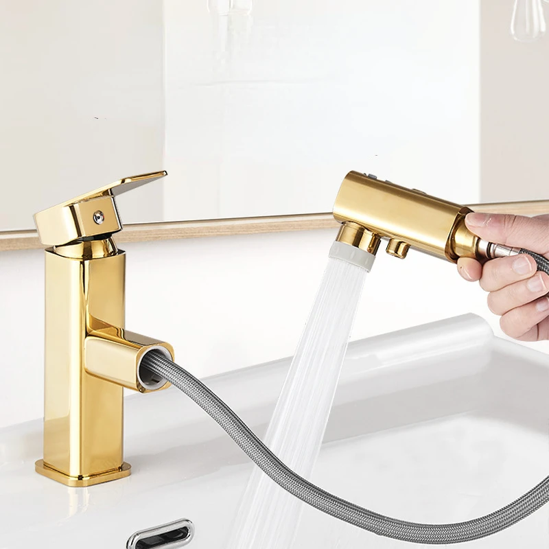 Golden Pull-out Basin Faucet Brass Multi-mode Water Outlet Bathroom Hot And Cold Mixer
Golden Pull-out Basin Faucet Brass Multi-mode Water Outlet Bathroom Hot And Cold Mixer