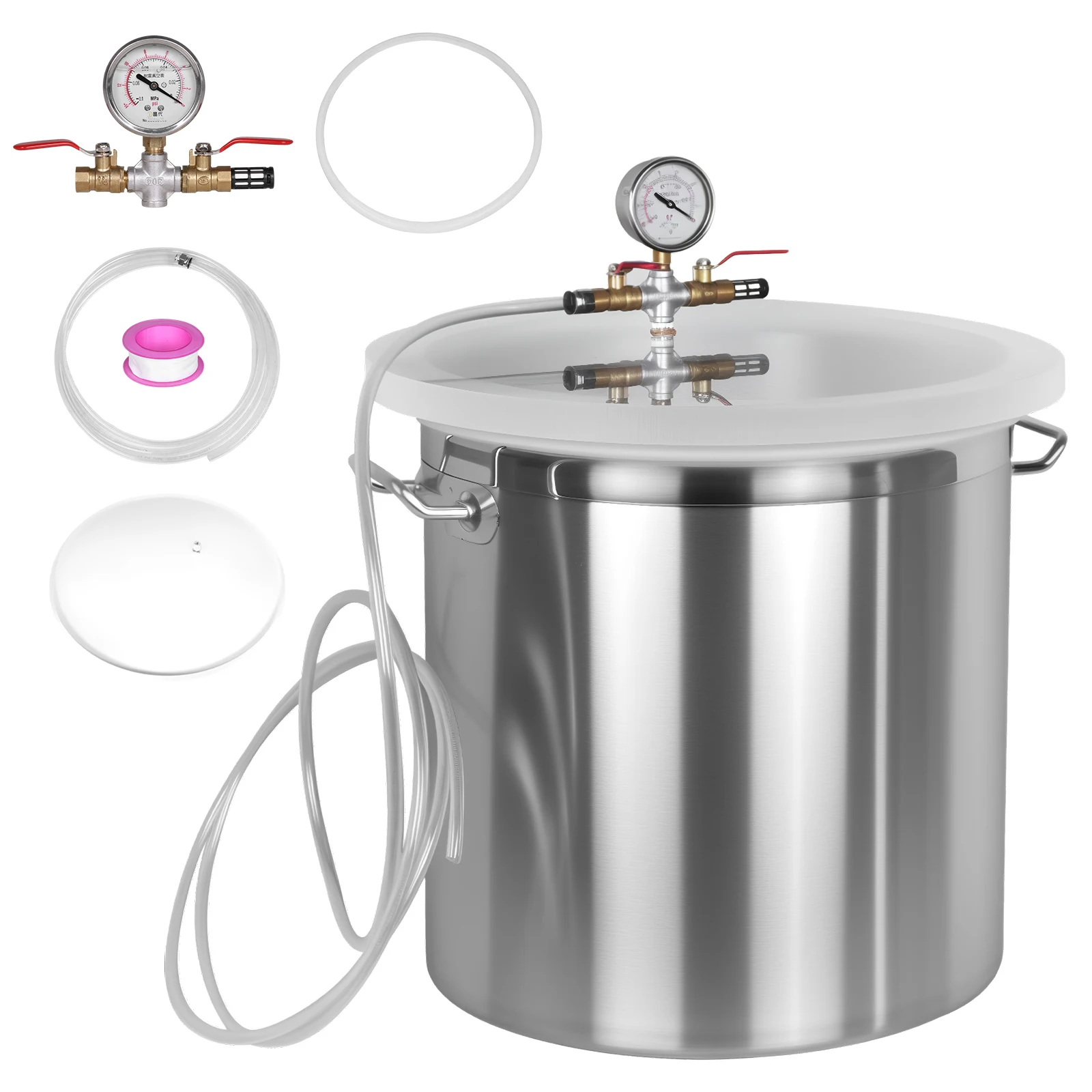 304 Stainless Steel Industrial Vacuum Degassing Barrel Without Pump Vacuum Defoaming Barrel for Stabilizing Wood Epoxies Casting
304 Stainless Steel Industrial Vacuum Degassing Barrel Without Pump Vacuum Defoaming Barrel for Stabilizing Wood Epoxies Casting