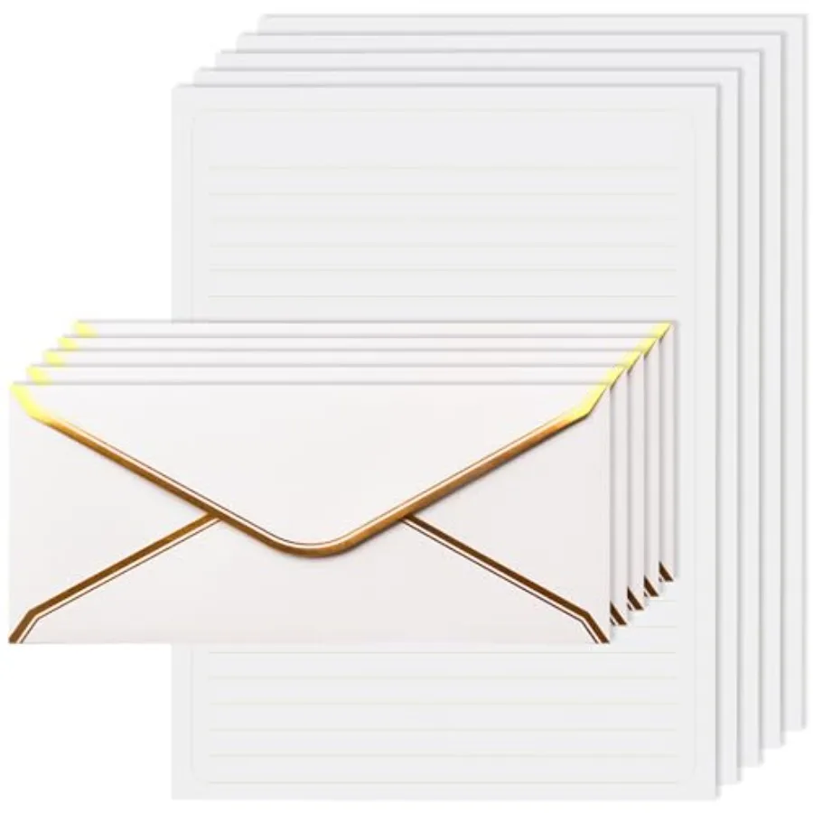 Gold Thread Stationary Paper and Envelopes Set Including 12 Standard Sized Phnom Penh Envelopes and 24 Sheets of Lined Paper Su
Gold Thread Stationary Paper and Envelopes Set Including 12 Standard Sized Phnom Penh Envelopes and 24 Sheets of Lined Paper Su