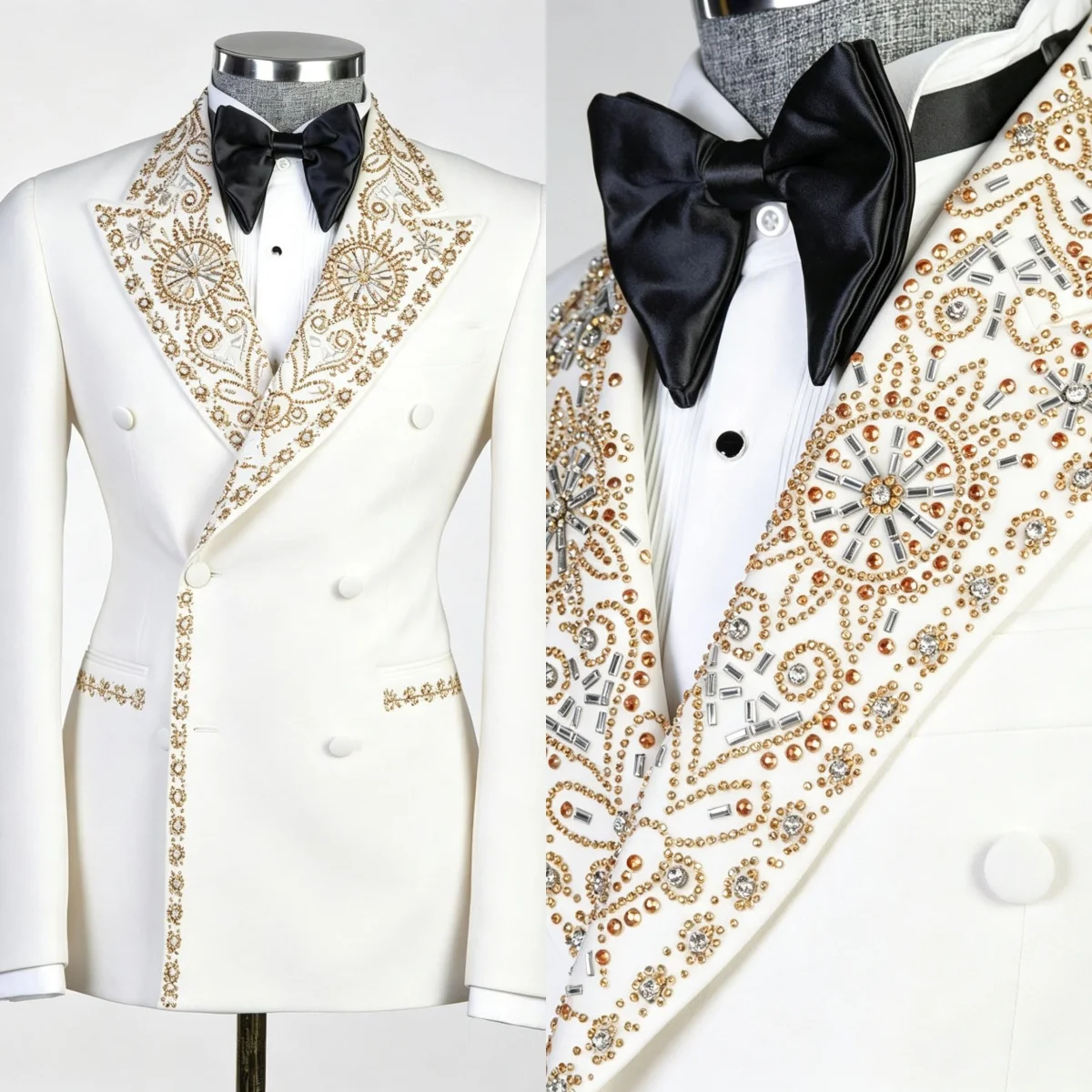 Rhinestone Sparkly Wedding Suits For Groom Peaked Lapel Double Breasted Tuxedos 2 Pcs Jacket Pants Evening Party Customized
Rhinestone Sparkly Wedding Suits For Groom Peaked Lapel Double Breasted Tuxedos 2 Pcs Jacket Pants Evening Party Customized