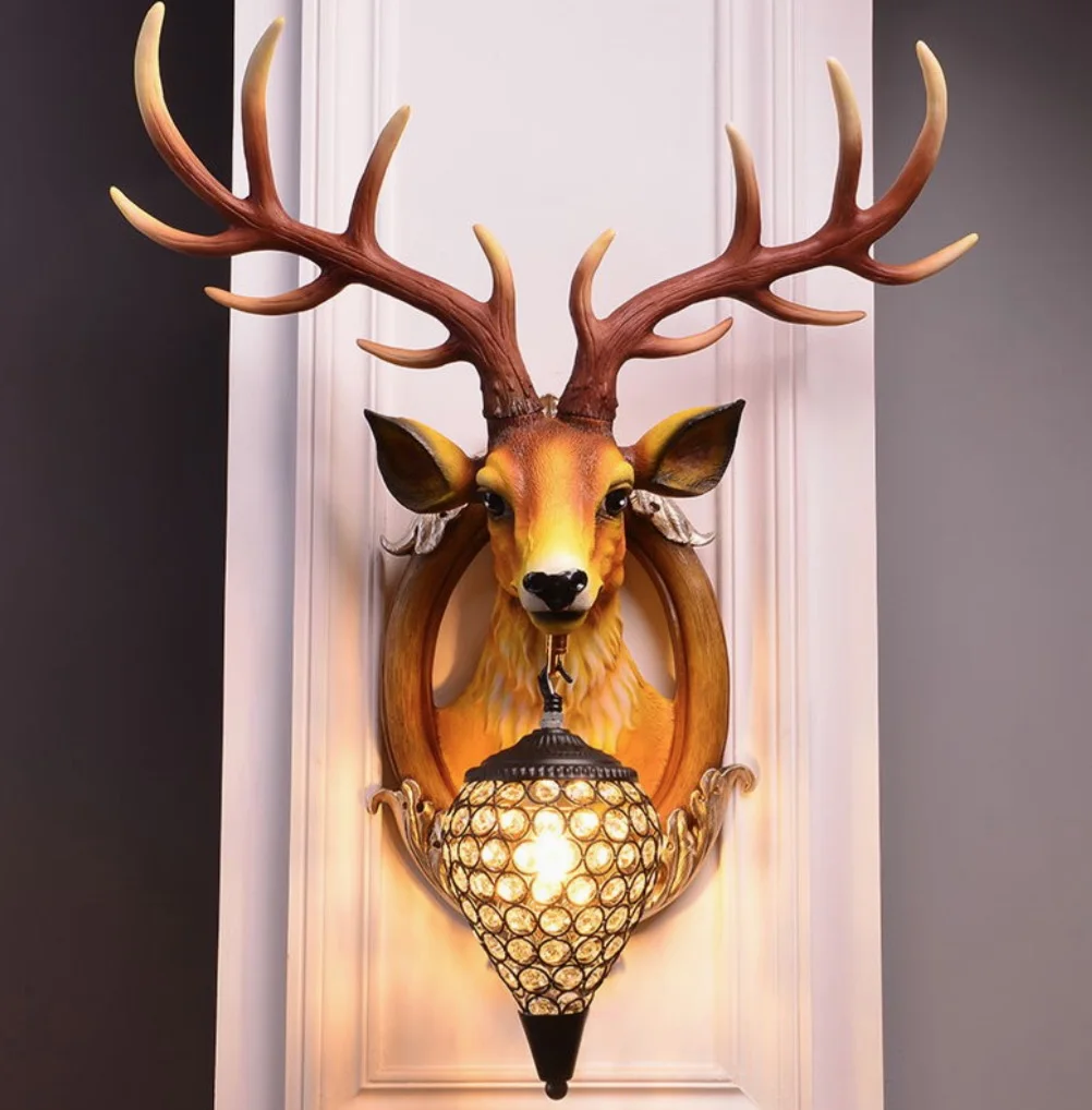 Lucky Deer Head Wall Lamp European and American living room background wall hanging lights Staircase entrance restaurant deer ho
Lucky Deer Head Wall Lamp European and American living room background wall hanging lights Staircase entrance restaurant deer ho