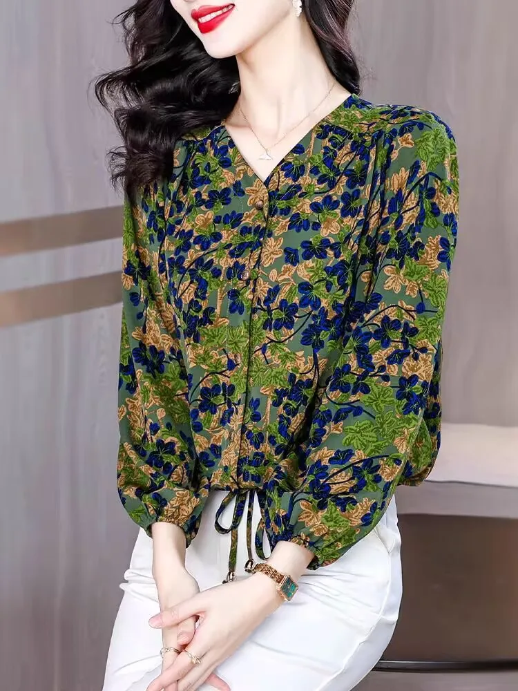 Retro Oriental Elegant Printed Flowers Spring Summer Woman Blouse Chiffon Tops Female Loose Lace-up Open Stitch Breathable
Retro Oriental Elegant Printed Flowers Spring Summer Woman Blouse Chiffon Tops Female Loose Lace-up Open Stitch Breathable