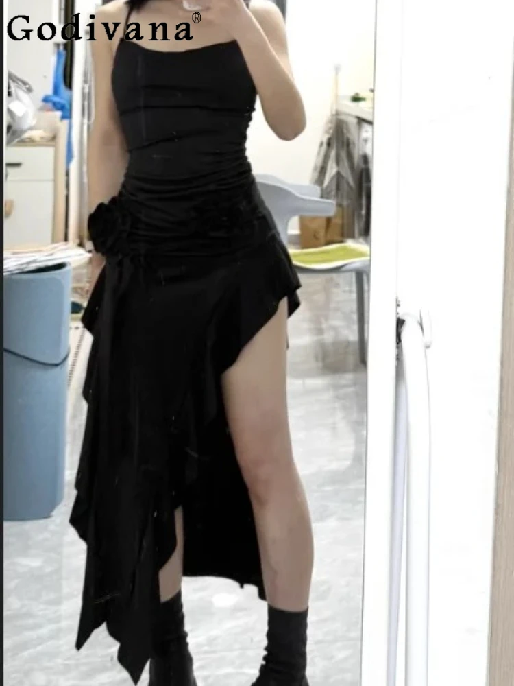 Elegant French Sexy Black Ruffles Sexy Party Suspender Dress Summer Cool Girl Ribbon Split Irregular Square Neck Long Dresses
Elegant French Sexy Black Ruffles Sexy Party Suspender Dress Summer Cool Girl Ribbon Split Irregular Square Neck Long Dresses