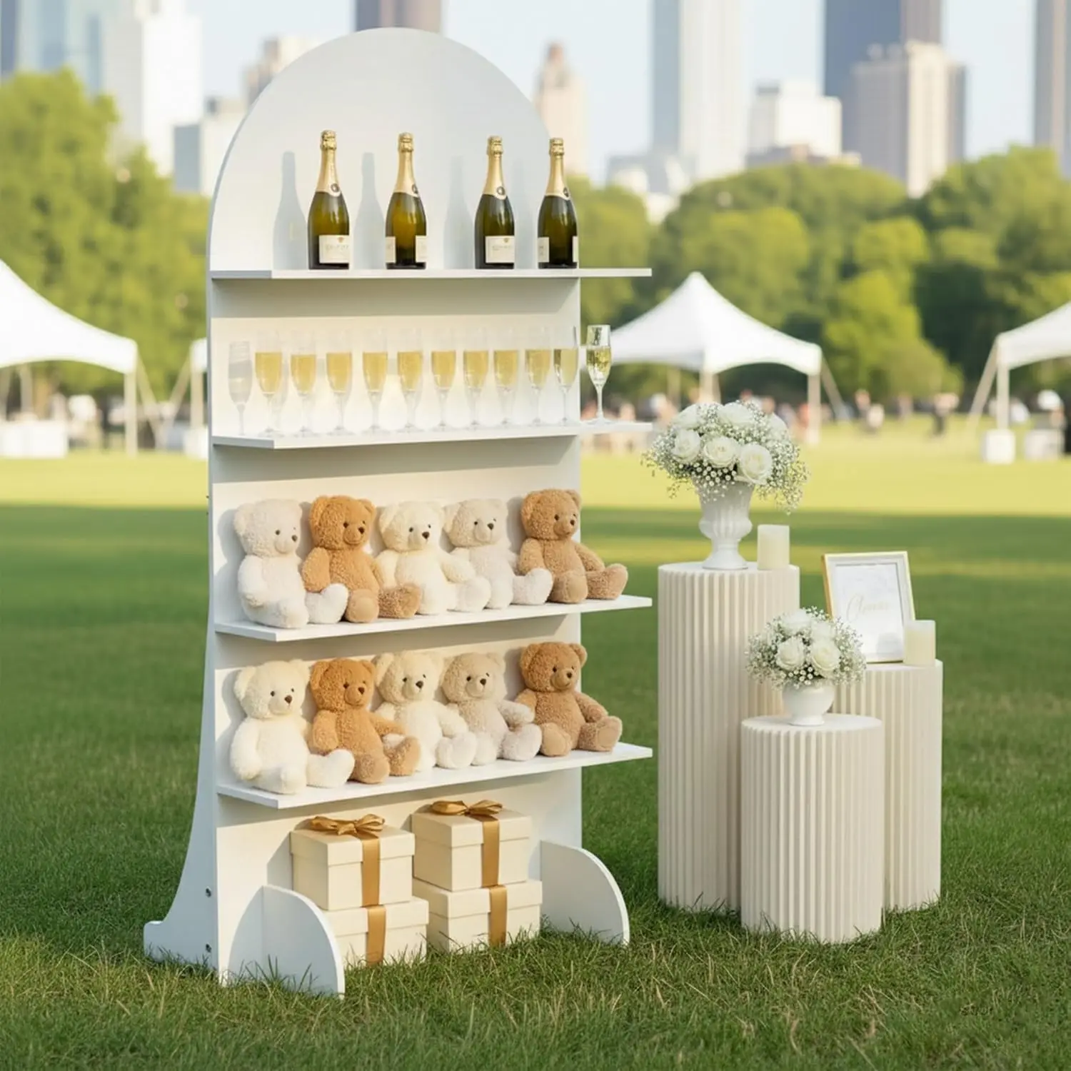 6FT Wooden Wedding Gift Display Arch, Original Design 4-Tier Party Favor, Cupcake & Drink Shelf Backdrop, Champagne Wall for Rec
6FT Wooden Wedding Gift Display Arch, Original Design 4-Tier Party Favor, Cupcake & Drink Shelf Backdrop, Champagne Wall for Rec