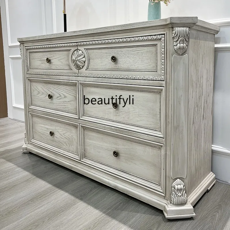 French retro solid wood six-bucket entrance cabinet, locker, bedroom old European-style carved storage cabinet
French retro solid wood six-bucket entrance cabinet, locker, bedroom old European-style carved storage cabinet