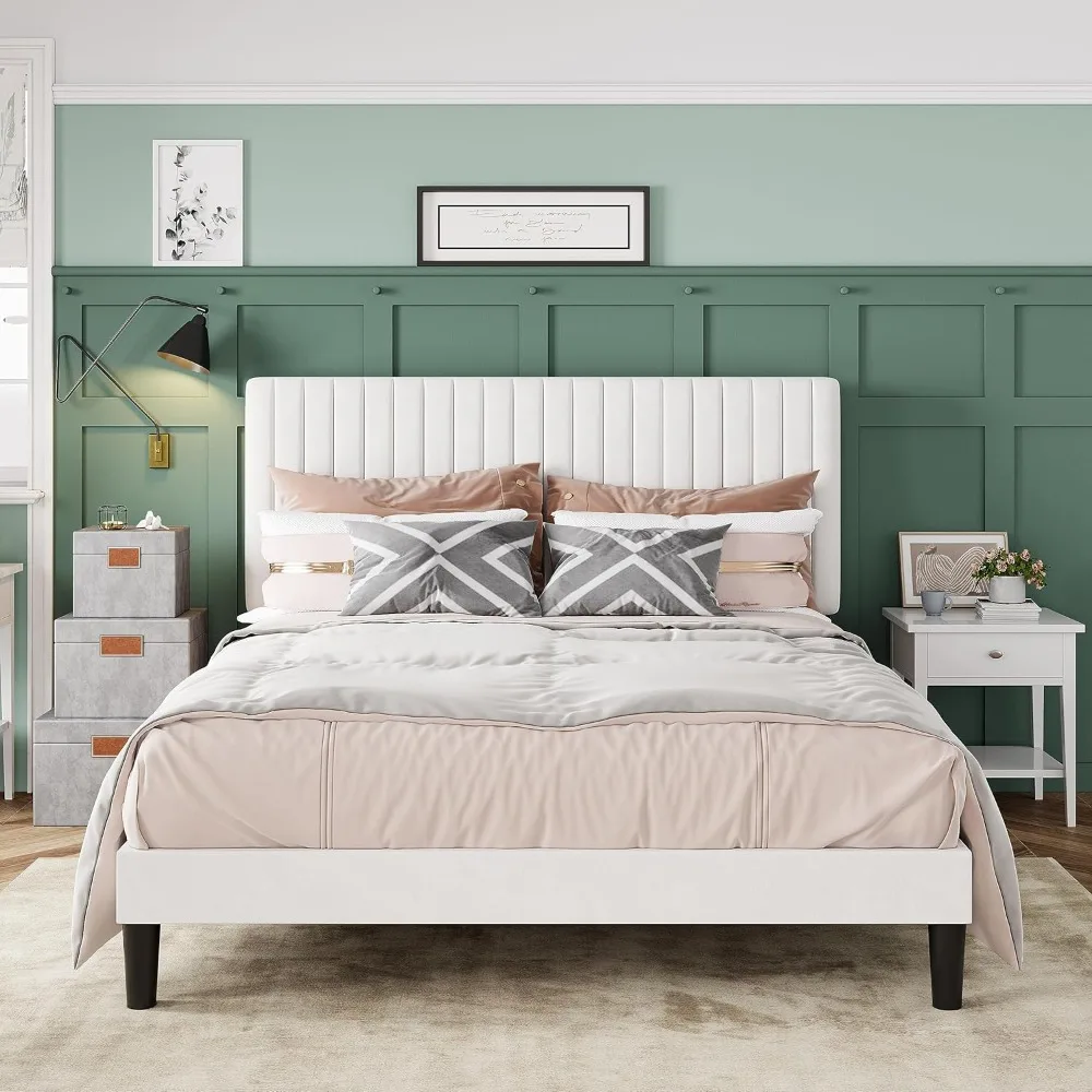 Bed Frame, Velvet Upholstered Platform Bed with Adjustable Vertical Channel Tufted Headboard, Mattress Foundation
Bed Frame, Velvet Upholstered Platform Bed with Adjustable Vertical Channel Tufted Headboard, Mattress Foundation
