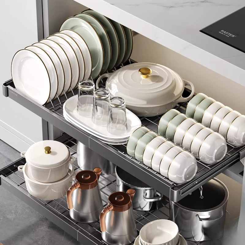 Stainless Steel Kitchen Shelf Retractable Drain Rack Pull-out Dish Storage Rack in Cabinet
Stainless Steel Kitchen Shelf Retractable Drain Rack Pull-out Dish Storage Rack in Cabinet
