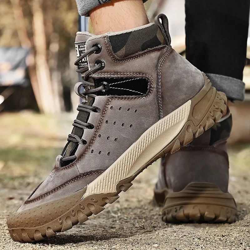 Quality Men Outdoor Hiking Boots Anti-slip Wear-resistant Male High Top Leather Sneakers Breathable Platform Men Casual Shoes
Quality Men Outdoor Hiking Boots Anti-slip Wear-resistant Male High Top Leather Sneakers Breathable Platform Men Casual Shoes