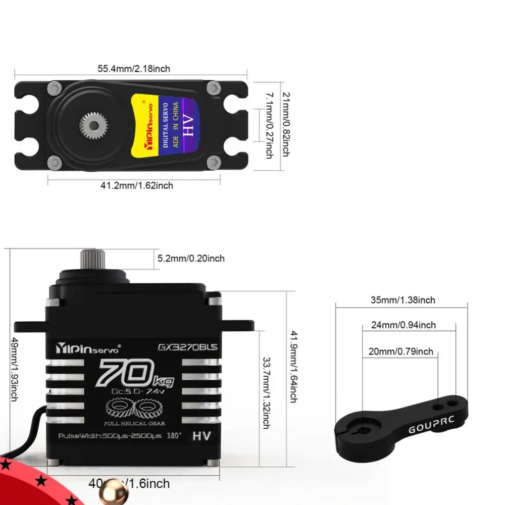 70KG Brushless Servos 7.4V Oblique Gear High Torque Servos Metal Gear Steering Servos for 1/8 1/10 1/12 RC Truck Car Boat Robot
70KG Brushless Servos 7.4V Oblique Gear High Torque Servos Metal Gear Steering Servos for 1/8 1/10 1/12 RC Truck Car Boat Robot