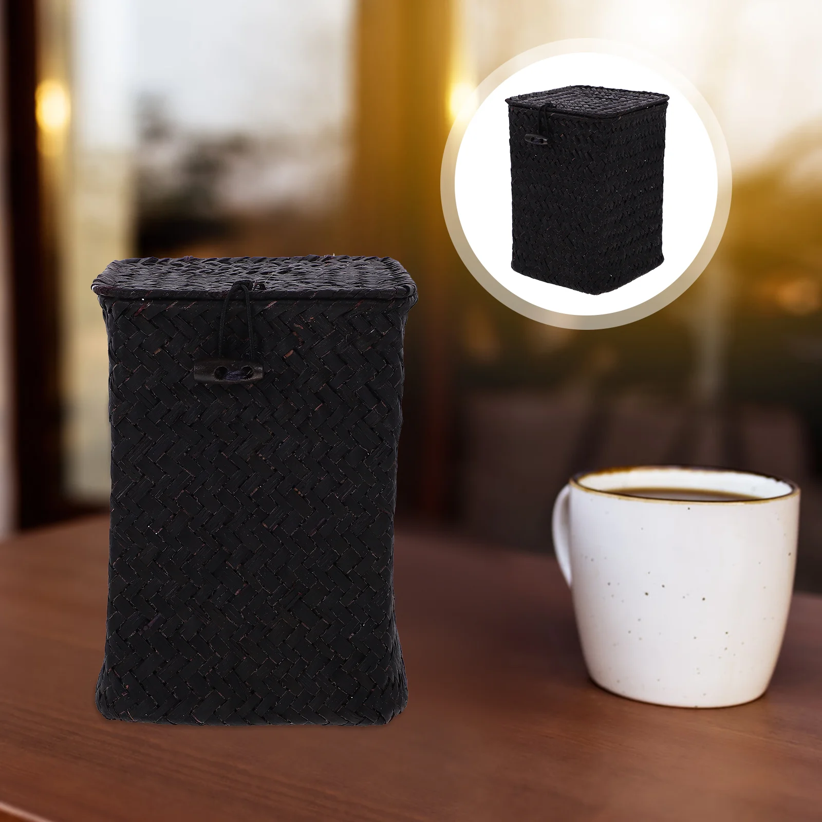 Paper Towel Holder Desktop Container Storage Organizer Case Manual Bin Black Woven with Lid
Paper Towel Holder Desktop Container Storage Organizer Case Manual Bin Black Woven with Lid