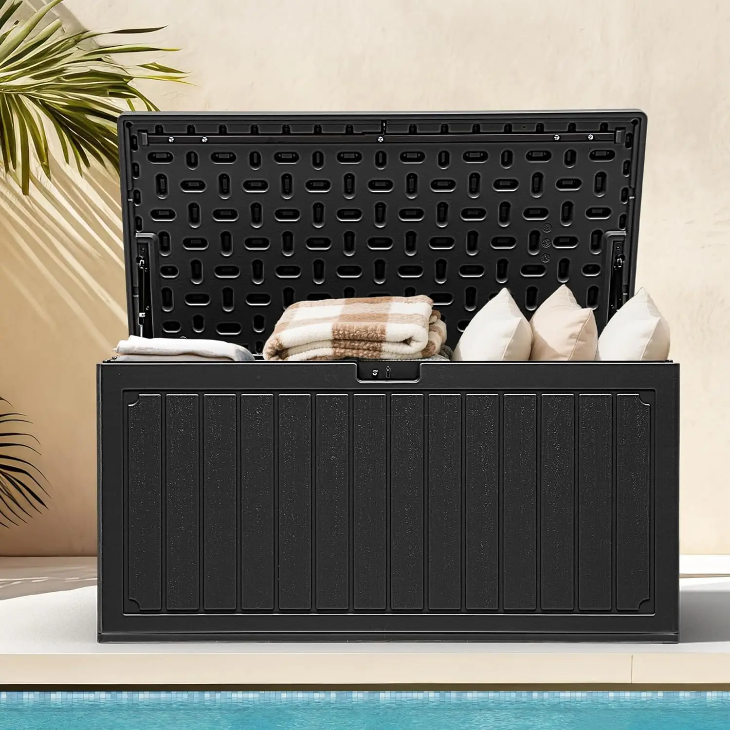 90 Gallon Resin Outdoor Storage Box, XXL Double-Wall Waterproof Deck Box, Doubles as Table or Seating with 450 lbs Capacity,
90 Gallon Resin Outdoor Storage Box, XXL Double-Wall Waterproof Deck Box, Doubles as Table or Seating with 450 lbs Capacity,