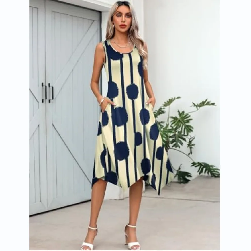 Floral Print Crew Neck Tank Dress, Elegant Sleeveless Irregular Hem Dress For Spring & Summer, Women's Clothing
Floral Print Crew Neck Tank Dress, Elegant Sleeveless Irregular Hem Dress For Spring & Summer, Women's Clothing
