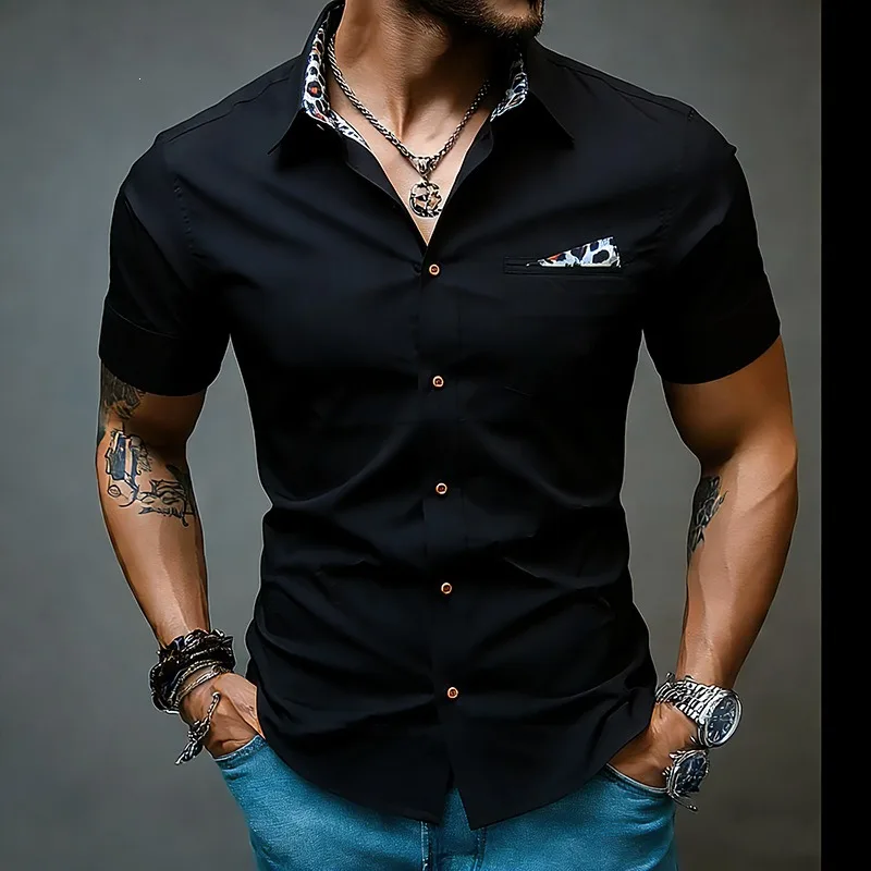 Men's Short Sleeve Button Down Shirt Contrast Print Collar Pocket Casual Slim Fit Summer Dress Shirts
Men's Short Sleeve Button Down Shirt Contrast Print Collar Pocket Casual Slim Fit Summer Dress Shirts