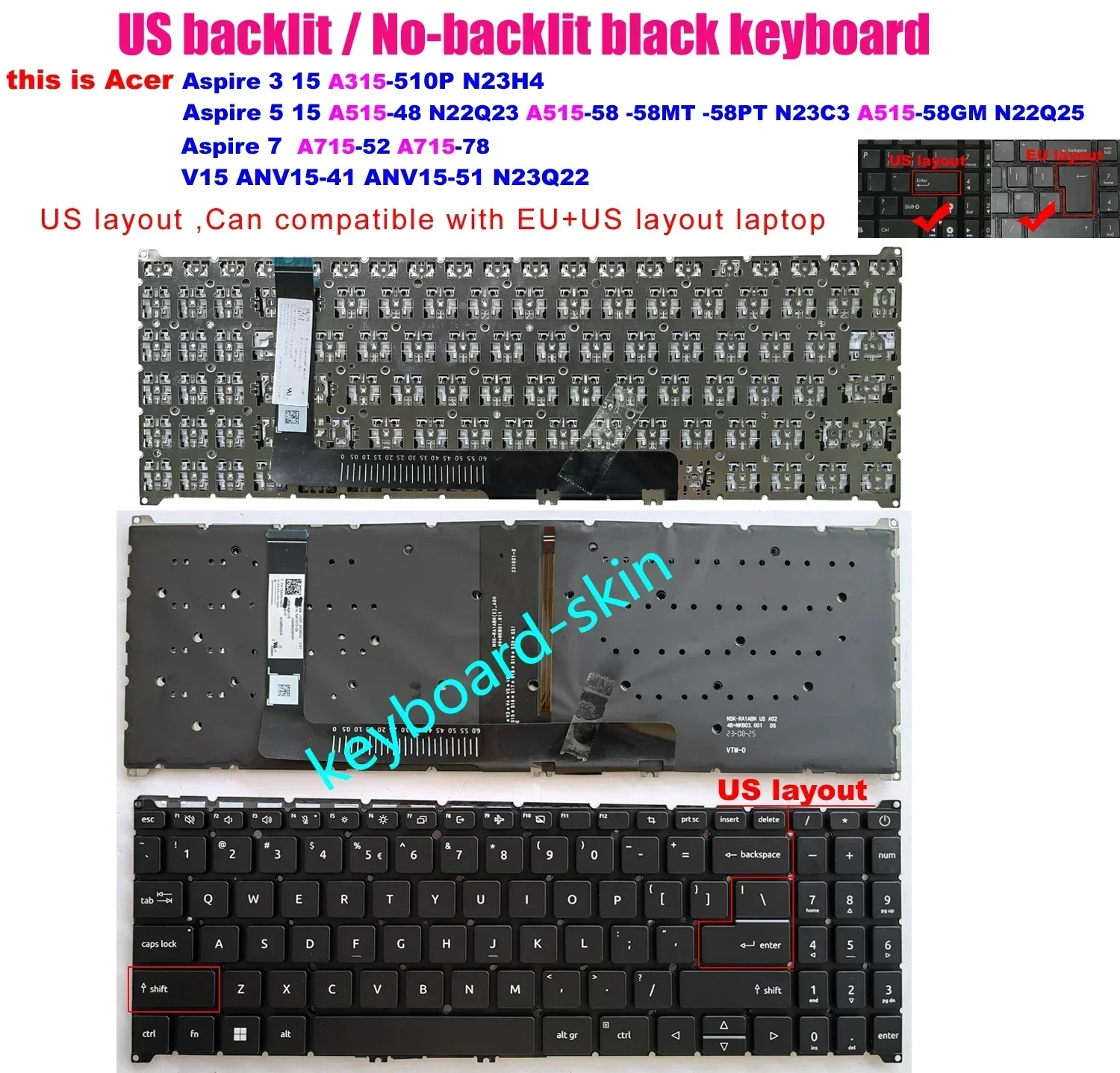 Клавиатура США с подсветкой без подсветки для Acer A315-510P N23H4 A515-48 N22Q23 A515-58 N22Q25 A715-52 A715-78 ANV15-41 ANV15-51 N23Q22
Клавиатура США с подсветкой без подсветки для Acer A315-510P N23H4 A515-48 N22Q23 A515-58 N22Q25 A715-52 A715-78 ANV15-41 ANV15-51 N23Q22