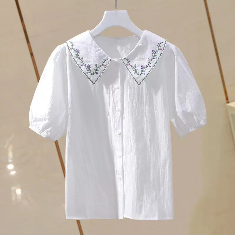 Pure Cotton Embroidered Doll Collar irt Women's Summer ort Sve Top Commute Sle Regular Sve Length Single Row Mult...
Pure Cotton Embroidered Doll Collar irt Women's Summer ort Sve Top Commute Sle Regular Sve Length Single Row Mult...