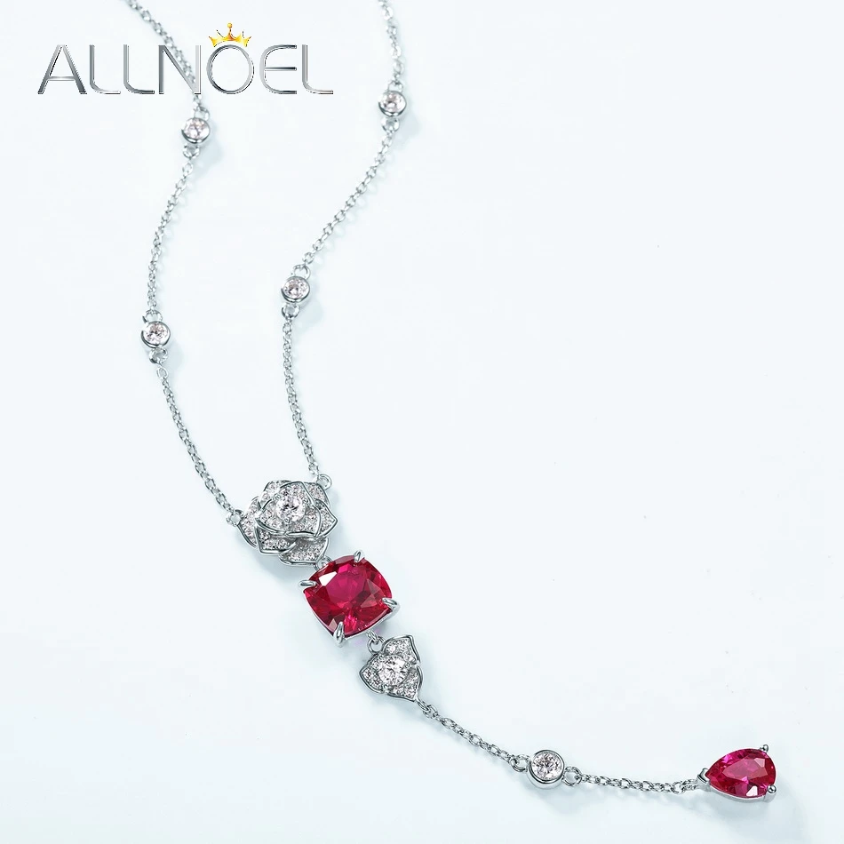 ALLNOEL 925 Silver Rose Flower 8*8mm Lab Created Ruby Necklace for Women Certified Jewelry Valentine Wedding Gifts Wholesale
ALLNOEL 925 Silver Rose Flower 8*8mm Lab Created Ruby Necklace for Women Certified Jewelry Valentine Wedding Gifts Wholesale