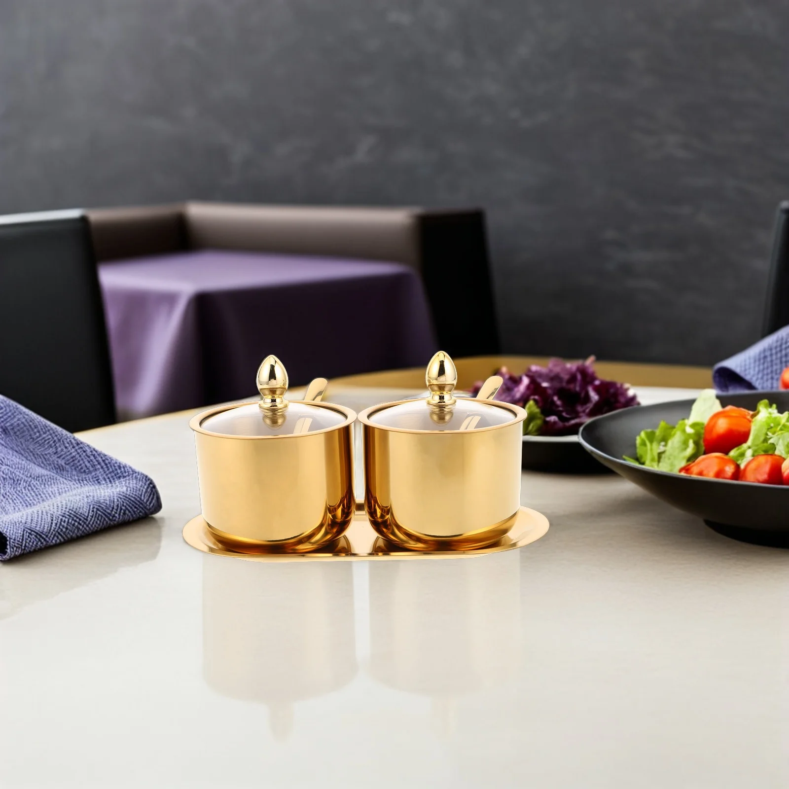 1 Set Stainless Steel Seasoning Box Set 13.5Oz Spice Jar Glass Lid Spoon Tray Sugar Cube Jar Kitchen Bar Condiment Container
1 Set Stainless Steel Seasoning Box Set 13.5Oz Spice Jar Glass Lid Spoon Tray Sugar Cube Jar Kitchen Bar Condiment Container
