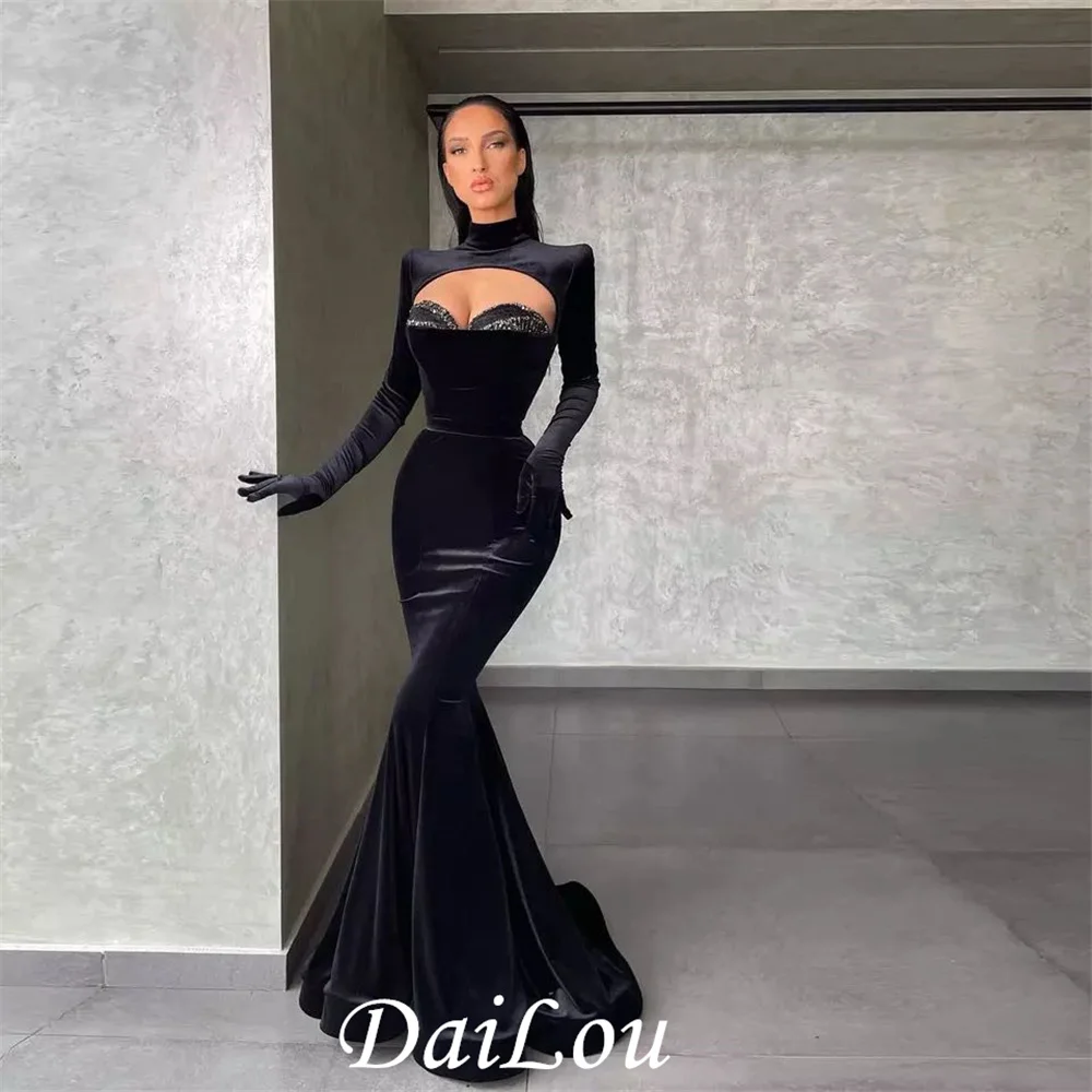 Mermaid Long Sleeves Velvet Sexy Elegant Evening Dresses High Neck Women Long Formal Party Pageant Gowns Robe De Soiree
Mermaid Long Sleeves Velvet Sexy Elegant Evening Dresses High Neck Women Long Formal Party Pageant Gowns Robe De Soiree