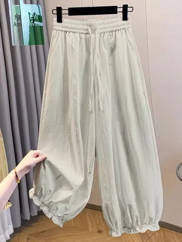 Quick Dry Women's Summer Thin High Waist Drawstring Straight Flower Bud Nine Points Lantern Pants Casual High Waist Loose Fit
Quick Dry Women's Summer Thin High Waist Drawstring Straight Flower Bud Nine Points Lantern Pants Casual High Waist Loose Fit