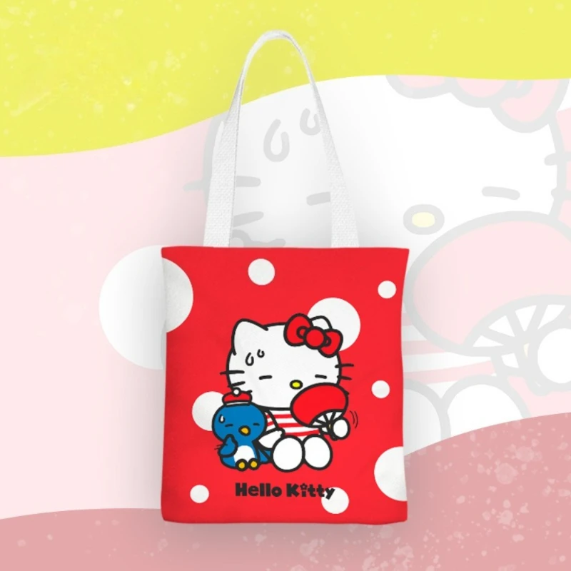 Холщовая большая сумка Hello Kitty, стильная женская сумка через плечо с принтом Sanrio, универсальная повседневная сумка для покупок
Холщовая большая сумка Hello Kitty, стильная женская сумка через плечо с принтом Sanrio, универсальная повседневная сумка для покупок