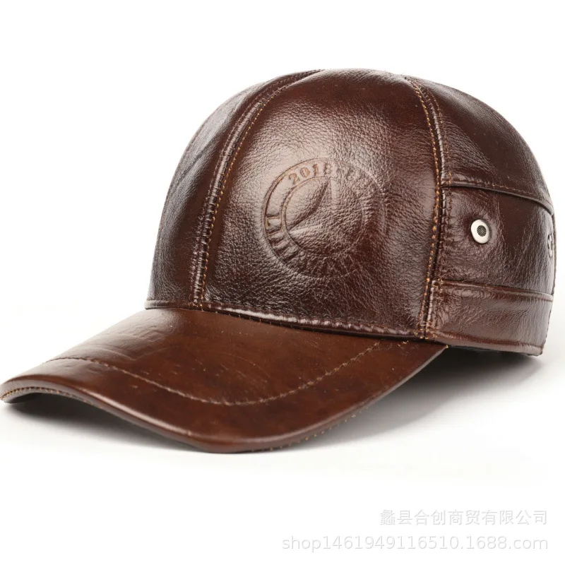 Mens Leather Cap Winter Warm Real Cowhide Baseball Hat With Ear Flaps For Outdoor Mature Men
Mens Leather Cap Winter Warm Real Cowhide Baseball Hat With Ear Flaps For Outdoor Mature Men