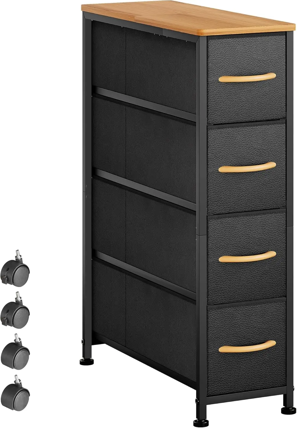 Narrow Dresser Storage Tower with 4 Drawers, Slim Dresser Chest of Drawers with Steel Frame, Wood Top, Dresser for Bedroom
Narrow Dresser Storage Tower with 4 Drawers, Slim Dresser Chest of Drawers with Steel Frame, Wood Top, Dresser for Bedroom
