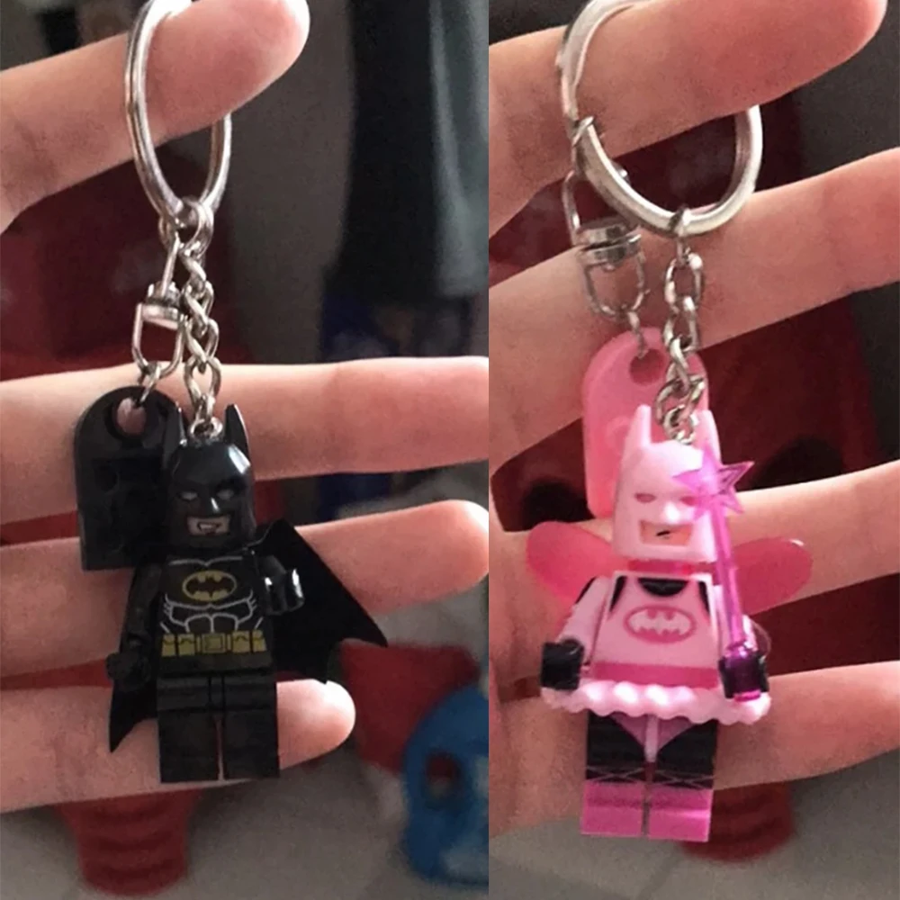 Matching Couple Keychains: Black Batman & Pink Fairy Batman Minifigure Pendants with Interlocking Heart Building Blocks
Matching Couple Keychains: Black Batman & Pink Fairy Batman Minifigure Pendants with Interlocking Heart Building Blocks