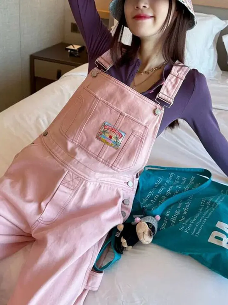 Pink Denim Overalls Women's Loose Wide Leg Pants Casual High Waist Straight Cut Age Reducing Small Size Slimming Workwear
Pink Denim Overalls Women's Loose Wide Leg Pants Casual High Waist Straight Cut Age Reducing Small Size Slimming Workwear