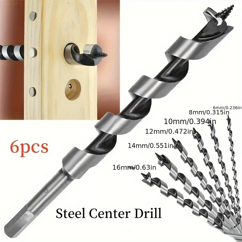 6pcs Twist Wood Steel Center Drill Bit 6/8/10/12/14/16mm Woodworking Center Drill Bit Set For Metal Steel Bits Woodworking Tools
6pcs Twist Wood Steel Center Drill Bit 6/8/10/12/14/16mm Woodworking Center Drill Bit Set For Metal Steel Bits Woodworking Tools