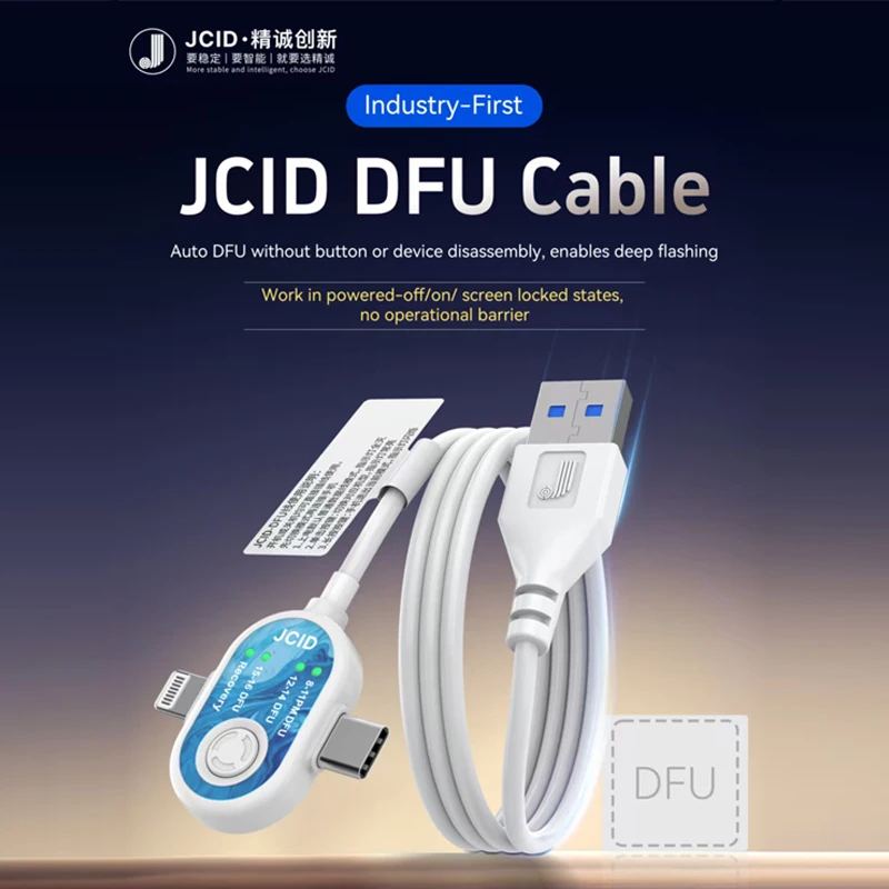 JCID DFU Recovery Cable Auto Enter No Disassembly For Phone Pad Firmware Flash System Repair Diagnostic Maintenance
JCID DFU Recovery Cable Auto Enter No Disassembly For Phone Pad Firmware Flash System Repair Diagnostic Maintenance