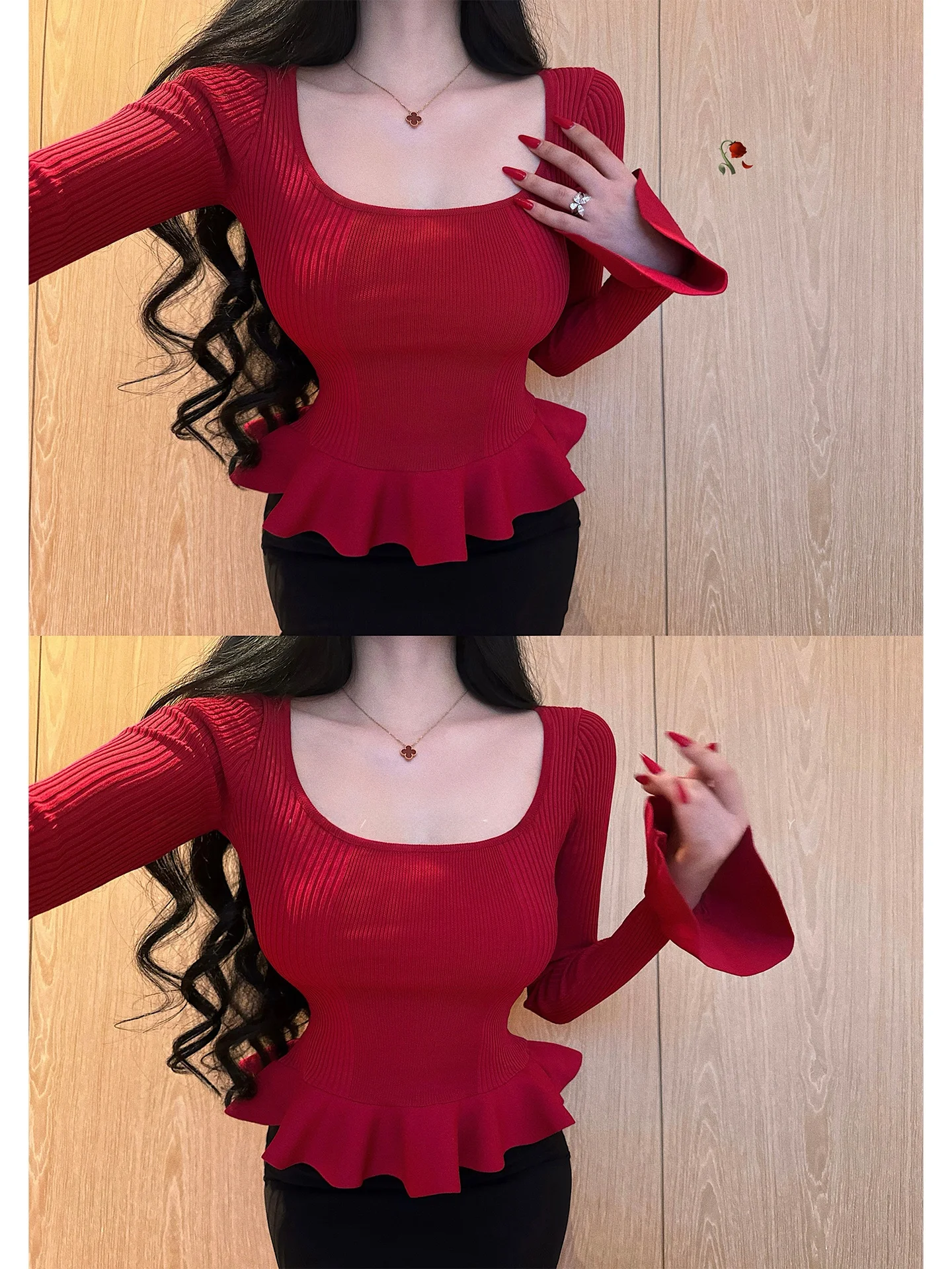 Korean Style Slim Fit Long Sleeve U-Neck Knitted Top Young Girl Day Pure Desire with Lace Hem Base Layer Shirt for Women
Korean Style Slim Fit Long Sleeve U-Neck Knitted Top Young Girl Day Pure Desire with Lace Hem Base Layer Shirt for Women