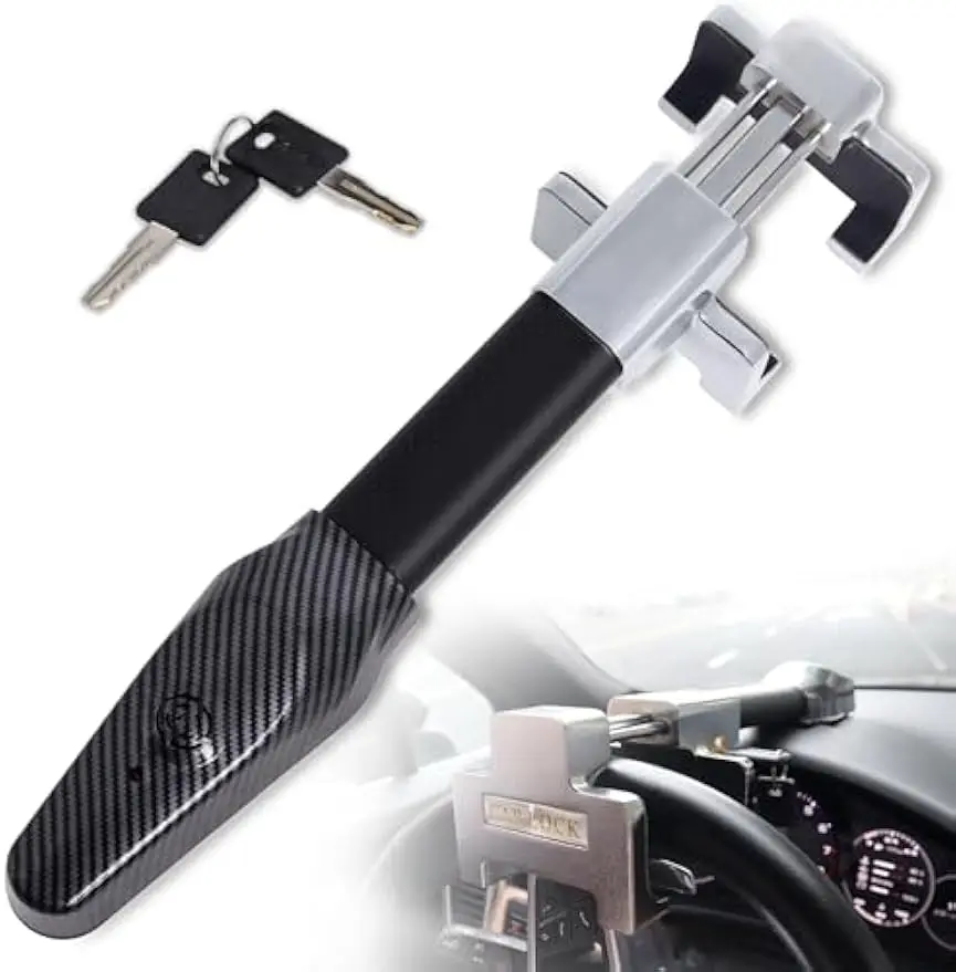 Heavy-Duty Anti-Theft Steering Wheel Lock with Alarm for Cars, Trucks & SUVs, Includes 2 Keys (Black)
Heavy-Duty Anti-Theft Steering Wheel Lock with Alarm for Cars, Trucks & SUVs, Includes 2 Keys (Black)