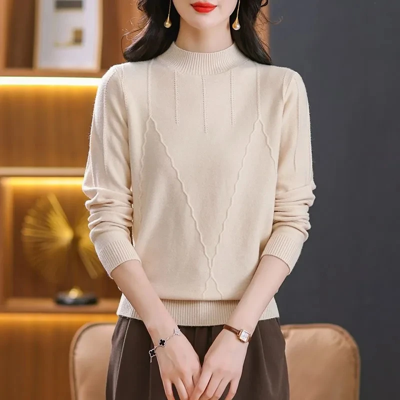 2025 Women Sweater Solid Half High Collar Cashmere Sweater Autumn Winter Loose Knitted Wool Tops Casual Sweater Bottoming Shirt
2025 Women Sweater Solid Half High Collar Cashmere Sweater Autumn Winter Loose Knitted Wool Tops Casual Sweater Bottoming Shirt